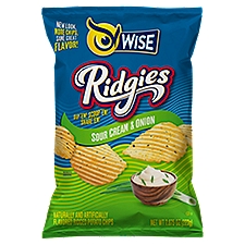 Wise Ridgies Sour Cream & Onion Ridged Potato Chips, 7.875 oz, 7.88 Ounce