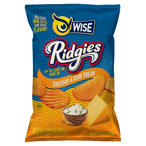 Wise Ridgies Cheddar & Sour Cream Ridged Potato Chips, 7.875 oz