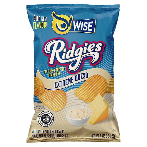 Wise Ridgies Extreme Queso Ridged Potato Chips, 7.875 oz