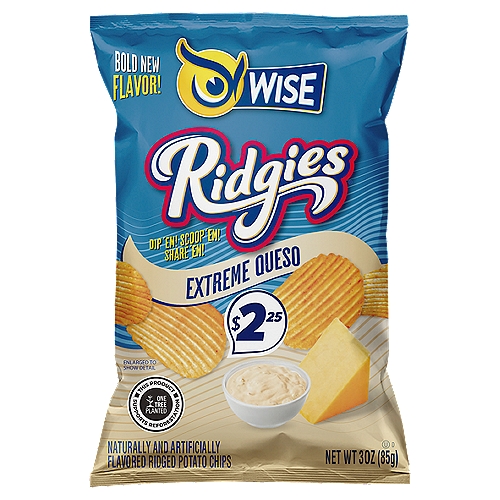 Wise Ridgies Extreme Queso Ridged Potato Chips, 3 oz