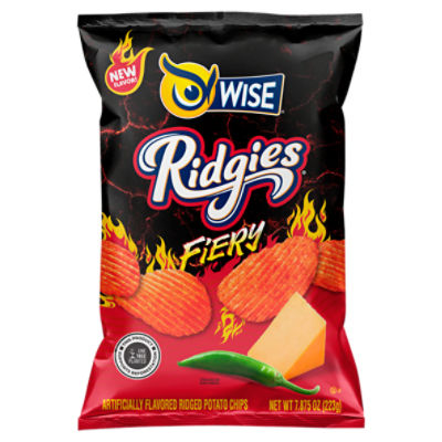 Wise Ridgie Fiery Ridged Potato Chips, 7.875 oz