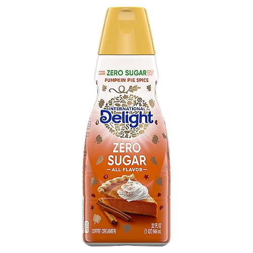 International Delight Pumpkin Pie Spice Coffee Creamer, 32 fl oz
Fill your mug with a festive flavor of pumpkin pie spice, a fall favorite. International Delight Pumpkin Pie Spice Sugar-Free Coffee Creamer brings the taste of the coffeehouse to your home—and transforms your cup of coffee into a world of fantastic flavor. This creamer is both gluten- and lactose-free. It makes the perfect addition to any office or home. Surprise your coworkers or family with a bottle, and watch the room light up with delight.
For over thirty years, International Delight has been making the world a tastier place, one cup of coffee at a time. Our coffee creamers come in over twenty different delicious flavors, including fat- and sugar-free varieties, and we now offer a wide selection of iced coffees, as well. We believe that there's an art to concocting the perfect cup of coffee, and we want every sip you take to be a masterpiece of flavor. Welcome to Creamer Nation.