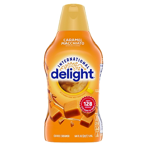 International Delight Caramel Macchiato Coffee Creamer, 64 fl oz
Bring your coffee to life with a swirl of rich caramel flavor. International Delight Caramel Macchiato Coffee Creamer brings the taste of the coffeehouse to your home—and transforms your cup of coffee into a world of fantastic flavor. This creamer is both gluten- and lactose-free. It makes the perfect addition to any office or home. Surprise your coworkers or family with a bottle, and watch the room light up with delight.
For over thirty years, International Delight has been making the world a tastier place, one cup of coffee at a time. Our coffee creamers come in over twenty different delicious flavors, including fat- and sugar-free varieties, and we now offer a wide selection of iced coffees, as well. We believe that there's an art to concocting the perfect cup of coffee, and we want every sip you take to be a masterpiece of flavor. Welcome to Creamer Nation.