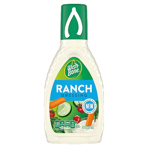 Wish-Bone Ranch Dressing, 8 fl oz
All the Flavor You Could Wish For

Whether you smother or dip, this creamy & craveable classic is loaded with all of your favorite flavors like onion, garlic, & black pepper.