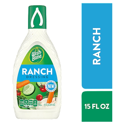 Wish-Bone Ranch Dressing, 15 fl oz
All the Flavor You Could Wish for
Whether you smother or dip, this creamy & craveable classic is loaded with all of your favorite flavors like onion, garlic, & black pepper.