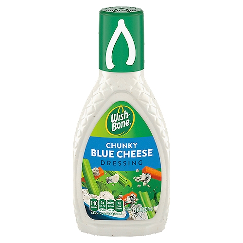 Wish-Bone Chunky Blue Cheese Dressing, 8 fl oz
All the Flavor You Could Wish for
Chunks of real, aged blue cheese with a dash of classic herbs, spices, and buttermilk make this dressing perfect for salad or dipping.
