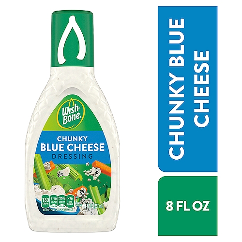 Wish-Bone Chunky Blue Cheese Dressing, 8 fl oz
All the Flavor You Could Wish for
Chunks of real, aged blue cheese with a dash of classic herbs, spices, and buttermilk make this dressing perfect for salad or dipping.