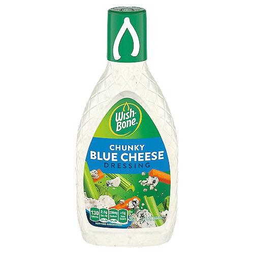 Wish-Bone Chunky Blue Cheese Dressing, 15 fl oz
All the Flavor You Could Wish for
Chunks of real, aged blue cheese with a dash of classic herbs, spices, and buttermilk make this dressing perfect for salad or dipping.