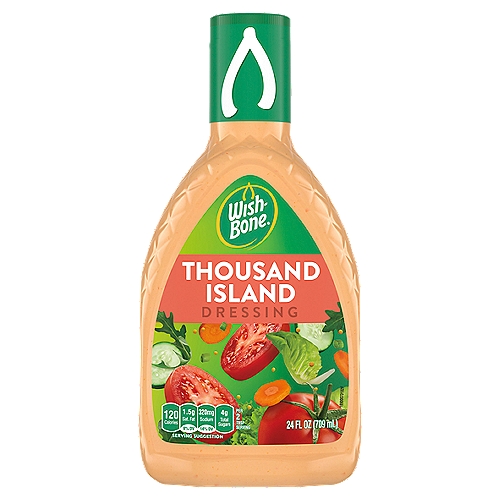 Wish-Bone Thousand Island Dressing, 24 fl oz
All the Flavor You Could Wish For
Ripe tomatoes, pickle relish, and a secret spice blend make this perfect to smother & dip. Or, claim it as your own secret sauce. We won't tell.