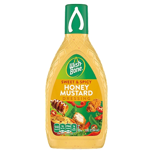 Wish-Bone Sweet & Spicy Honey Mustard Dressing, 15 fl oz
All the Flavor You Could Wish for

Whether dipping or smothering, this sweet heat recipe is made with a savory pepper blend, delicious honey, and apple cider vinegar.