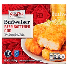 SeaPak Budweiser Beer Battered Cod, 12.5 oz