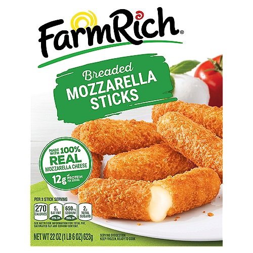 Farm Rich Breaded Mozzarella Sticks, 22 oz
