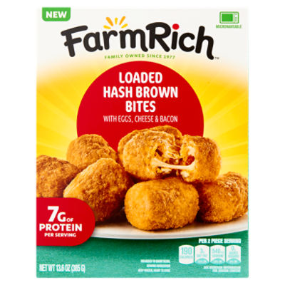 Farm Rich Loaded Hash Brown Bites with Eggs, Cheese & Bacon, 13.6 oz