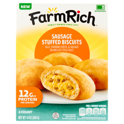 Farm Rich Sausage Stuffed Biscuits, 4 count, 14 oz, 14 Ounce