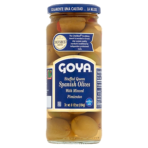 Goya Stuffed Queen Spanish Olives with Minced Pimientos, 6 1/2 oz