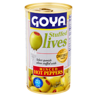 Goya Minced Hot Peppers Stuffed Olives, 5 1/4 oz