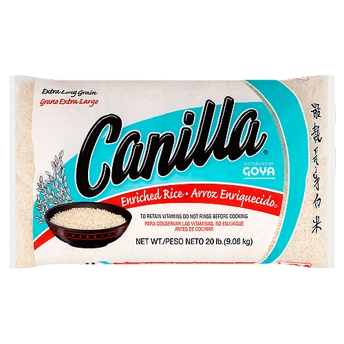 Goya Canilla Extra Long Grain Enriched Rice, 20 lb