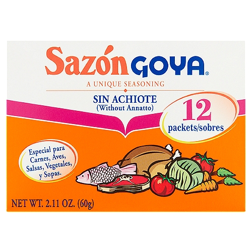 Sazón Goya Seasoning without Annatto, 12 count, 2.11 oz