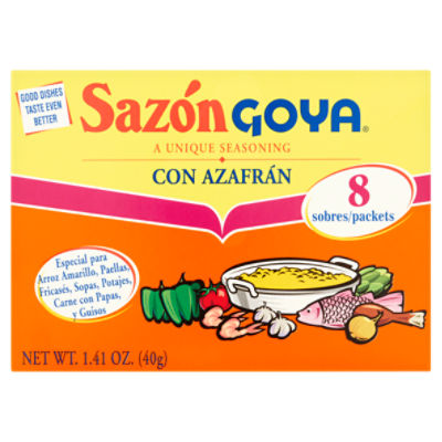 Sazón Goya Con Azafrán Seasoning, 8 count, 1.41 oz