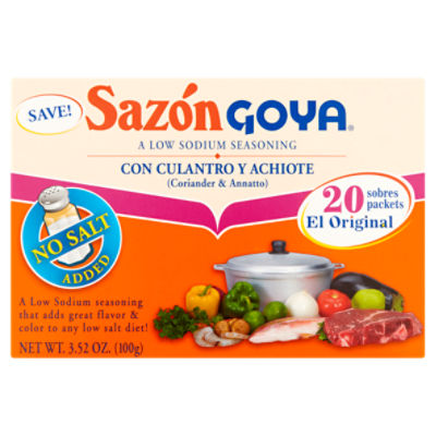 Sazón Goya Coriander & Annatto Seasoning, 20 count, 3.52 oz