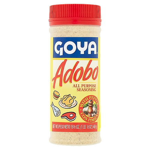 Goya Adobo All Purpose Seasoning with Pepper, 16 1/2 oz
Goya Adobo - the perfect blend of garlic, oregano and seasonings - is all you need to make beef, chicken and fish taste great. Just shake it on before cooking. A simple shake is all it takes!