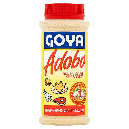 Goya Adobo All Purpose Seasoning with Pepper, 28 oz
Goya Adobo - the perfect blend of garlic, oregano and seasonings - is all you need to make beef, chicken and fish taste great. Just shake it on before cooking. A simple shake is all it takes!
