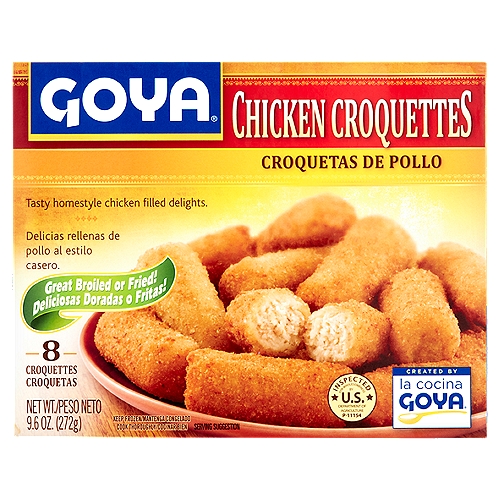 Goya Chicken Croquettes, 8 count, 9.6 oz
Tasty homestyle chicken filled delights.