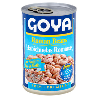 Goya Prime Premium Low Sodium Roman Beans, 15.5 oz