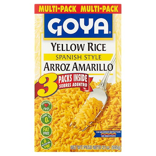 Goya Spanish Style Yellow Rice Multi-Pack, 3 count, 21 oz
A great Spanish classic made deliciously easy. Our Goya® Yellow Rice has long grained rice that is seasoned with a wonderful blending of onion, garlic, spices, rich chicken flavor, and coriander. Goya® Yellow Rice is a savory side dish for all kinds of meat, fish, seafood and poultry. And uno-dos-tres, with a few simple fixings, it becomes a marvelous main dish!
Goya® Yellow Rice, one more way Goya® brings great Spanish tastes home to every cook's kitchen.