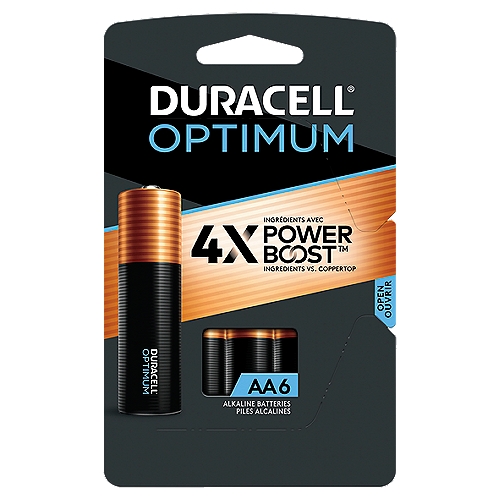 Duracell Optimum 1.5 V AA Alkaline Batteries, 6 count