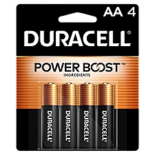 DURACELL 1.5 V AA, Alkaline Batteries, 4 Each
