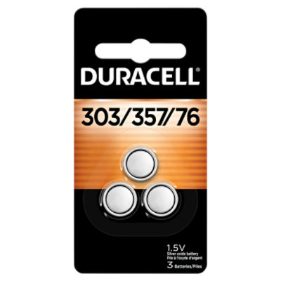 Duracell 303/357/76 Silver Oxide Button Battery (3-Pack)