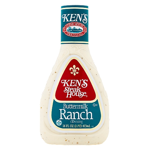 Ken's Steak House Buttermilk Ranch Dressing, 16 fl oz
Fresh buttermilk gives Ken's Steak House Buttermilk Ranch its signature thick, creamy texture while our garlic, onion and spice blend give it delicious bold flavor.
