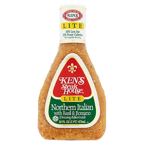 Ken's Steak House Lite Northern Italian Dressing & Marinade, 16 fl oz
Red bell peppers and sweet basil blend perfectly with Romano cheese to make Ken's Lite Northern Italian a flavor powerhouse that's perfect as a dressing or marinade.
