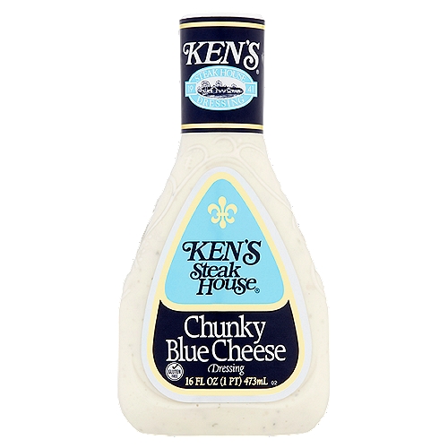 Ken's Steak House Chunky Blue Cheese Dressing, 16 fl oz
Ken's Chunky Blue Cheese signature recipe is made with aged blue cheese, garlic, onion and spice for a bold, rich dressing in the classic steak house tradition.