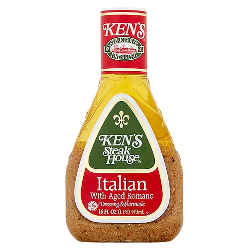 Ken's Steak House Italian with Aged Romano Dressing & Marinade, 16 fl oz
The bold flavor of grated aged Romano elevates this fine Italian dressing, blending perfectly with garlic, onion and choice spices for an enticing flavor.