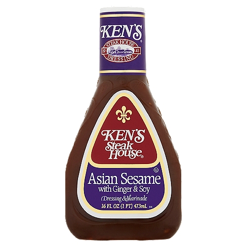 Ken's Steak House Asian Sesame with Ginger & Soy Dressing & Marinade, 16 fl oz
A Far East classic. Sesame, soy, ginger, garlic and citrus add sparkle to your salads, marinades and stir-fries.