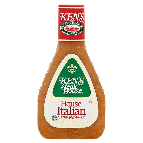 Ken's Steak Italian Dressing & Marinade, 16 fl oz
Imported extra virgin olive oil infuses this authentic Italian dressing with rich flavor, complemented by savory garlic, onion, and zesty lemon.