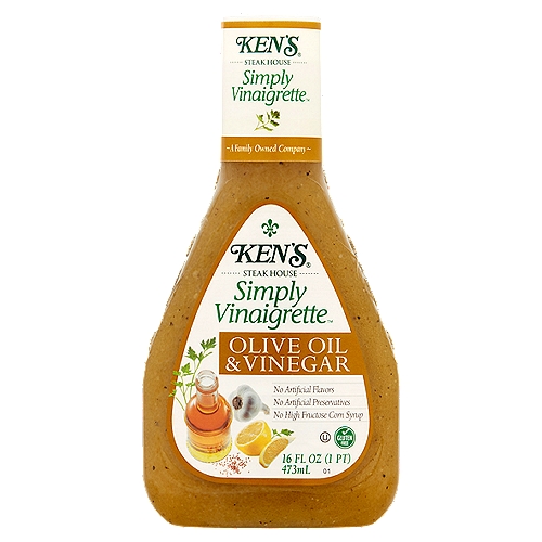 Ken's Steak House Simply Vinaigrette Olive Oil & Vinegar Salad Dressing, 16 fl oz
The idea behind Ken's Simply Vinaigrette is, well, simple: Use only the ingredients necessary to deliver bold, bright flavors worthy of our restaurant tradition.
