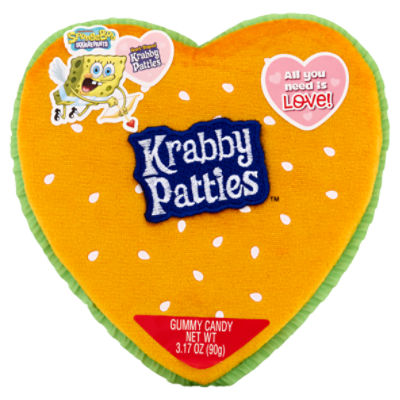 Frankford Spongebob Squarepants Krabby Patties Heart-Shaped Gummy Candy, 3.17 oz