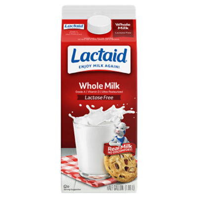 Lactaid Lactose Free Whole Milk, half gallon Gourmet