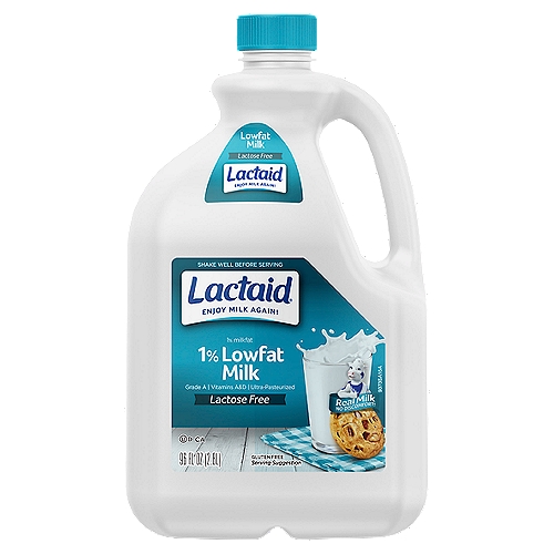 Lactaid 1% Lowfat Milk, 96 fl oz
Enjoy this refreshing lowfat treat anytime you want. Get all the protein, vitamins, and calcium of real milk - with 70% less fat and 100% less lactose.
