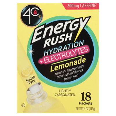 4C Energy Rush PSD with Electrolytes Lemonade Stix, 18 ct, 4 Ounce