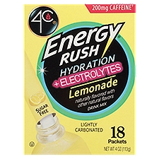 4C Energy Rush PSD with Electrolytes Lemonade Stix, 18 ct, 4 Ounce