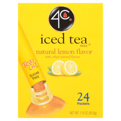 4C Tea 2 Go Natural Lemon Flavor Iced Tea Mix, 24 count, 1.8 oz