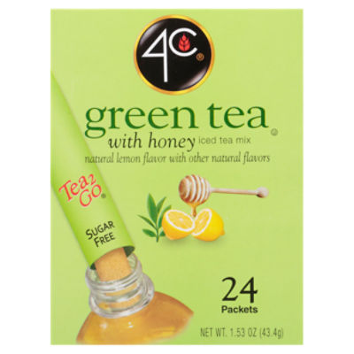4C Tea 2 Go Green Tea with Honey Iced Tea Mix, 24 count, 1.53 oz