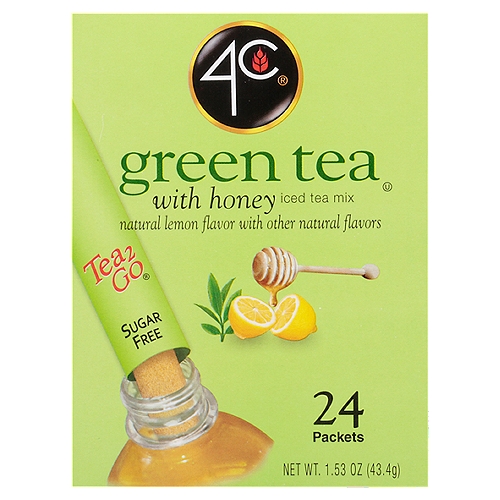 4C Tea 2 Go Green Tea with Honey Iced Tea Mix, 24 count, 1.53 oz
sugar free, 100% Vitamin C and contain No Sodium. Every package comes with 24 packets with each yielding 16.9 - 20.0 ozs of refreshingly delicious iced tea. Kosher