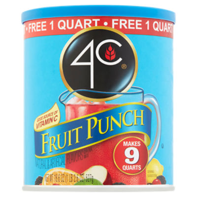 4C Fruit Punch Drink Mix, 18.6 oz, 18.6 Ounce