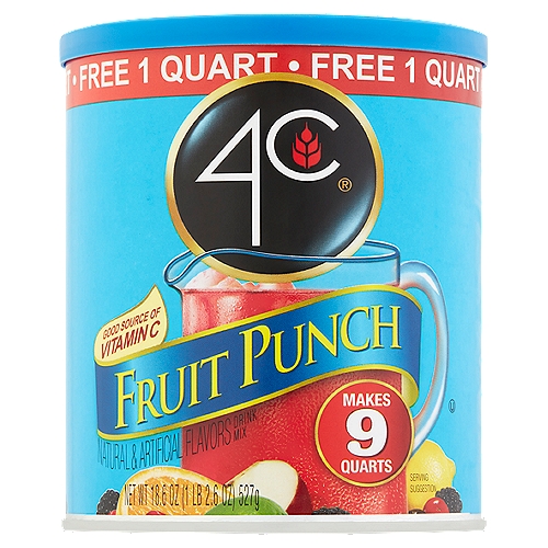 4C Fruit Punch Drink Mix, 18.6 oz