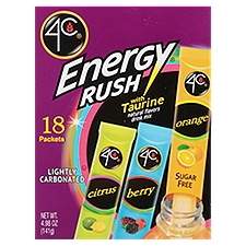 4C Sugar Free Energy Rush with Taurine Drink Mix Variety Pack, 18 count, 4.98 oz